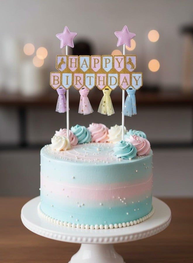 FI - FLICK IN 1 Pc Happy Birthday Cake Topper Birthday Decorations Items Multicolor Alphabet Cardstock Banner With Ribbon For Kids (Pack of 1, Multi) - Image 1
